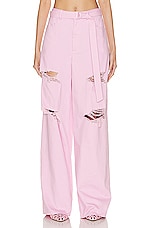 Lapointe Stretch Cotton Twill Distressed High Waist Jean in Blossom, view 1, click to view large image.