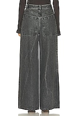 Lapointe Washed Denim Distressed High Waist Jean in Steel, view 3, click to view large image.