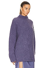Lapointe Brushed Alpaca Relaxed Turtleneck Sweater in Grape, view 2, click to view large image.