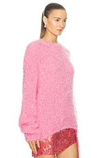 Lapointe Textured Mohair Long Sleeve Crewneck Pullover Sweater in Lotus, view 2, click to view large image.