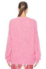 Lapointe Textured Mohair Long Sleeve Crewneck Pullover Sweater in Lotus, view 3, click to view large image.