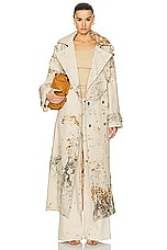 Lapointe Splatter Denim Double Breasted Trench Coat in Splatter, view 1, click to view large image.