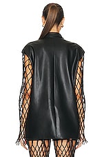 Lapointe Stretch Faux Leather Mesh Sleeved Wrap Blazer in Black, view 4, click to view large image.