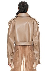 Lapointe Bonded Faux Leather Belted Moto Jacket in Taupe, view 4, click to view large image.