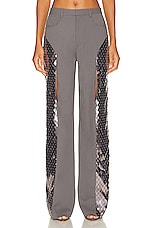 Lapointe Metal Embroidery Pebble Crepe Slit Front Pant in Steel, view 1, click to view large image.