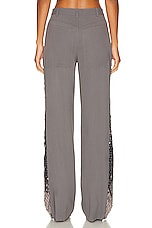Lapointe Metal Embroidery Pebble Crepe Slit Front Pant in Steel, view 3, click to view large image.