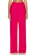 Lapointe Lightweight Fringe Relaxed Pleated Pant in Cerise, view 1, click to view large image.
