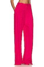 Lapointe Lightweight Fringe Relaxed Pleated Pant in Cerise, view 2, click to view large image.