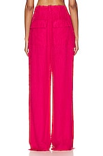 Lapointe Lightweight Fringe Relaxed Pleated Pant in Cerise, view 3, click to view large image.