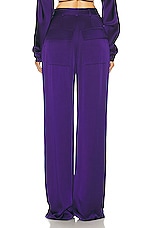 Lapointe Doubleface Satin Relaxed Pleated Pant in Violet, view 3, click to view large image.