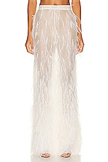 Lapointe Ombre Feather Embroidery Side Zip Trouser in Cream, view 1, click to view large image.