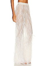 Lapointe Ombre Feather Embroidery Side Zip Trouser in Cream, view 2, click to view large image.