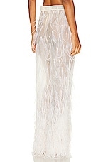 Lapointe Ombre Feather Embroidery Side Zip Trouser in Cream, view 3, click to view large image.