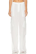 Lapointe Lightweight Georgette Utility Pocket Pant in White, view 1, click to view large image.