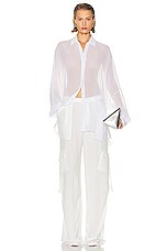 Lapointe Lightweight Georgette Utility Pocket Pant in White, view 4, click to view large image.