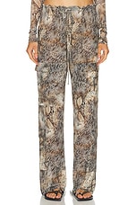 Lapointe Printed Mesh Drawstring Cargo Pant in Snake Print, view 1, click to view large image.