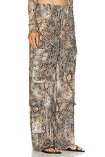 Lapointe Printed Mesh Drawstring Cargo Pant in Snake Print, view 2, click to view large image.