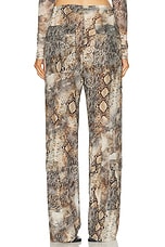 Lapointe Printed Mesh Drawstring Cargo Pant in Snake Print, view 4, click to view large image.