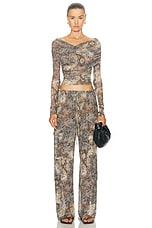 Lapointe Printed Mesh Drawstring Cargo Pant in Snake Print, view 5, click to view large image.