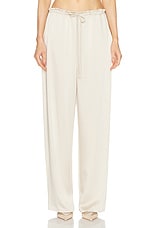Lapointe Doubleface Satin Drawstring Side Pocket Pant in Sand, view 1, click to view large image.