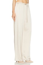 Lapointe Doubleface Satin Drawstring Side Pocket Pant in Sand, view 2, click to view large image.