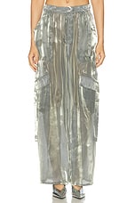 Lapointe Metallic Organza Utility Pocket Pant in Steel, view 1, click to view large image.