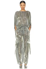 Lapointe Metallic Organza Utility Pocket Pant in Steel, view 5, click to view large image.