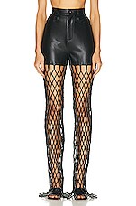 Lapointe Stretch Faux Leather Mesh Pant in Black, view 1, click to view large image.