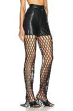 Lapointe Stretch Faux Leather Mesh Pant in Black, view 2, click to view large image.
