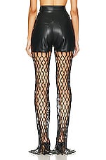 Lapointe Stretch Faux Leather Mesh Pant in Black, view 3, click to view large image.