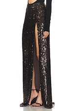 Lapointe Sequin Viscose Maxi Slit Skirt in Cacao, view 3, click to view large image.