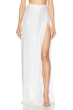 Lapointe Sequin Viscose High Waist Slit Maxi Skirt in White, view 1, click to view large image.
