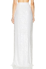 Lapointe Sequin Viscose High Waist Slit Maxi Skirt in White, view 4, click to view large image.