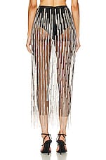 Lapointe Mesh Diamond Fringe High Waist Skirt in Black, view 3, click to view large image.