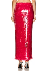 Lapointe Stretch Sequin Long Pencil Skirt in Rouge, view 3, click to view large image.