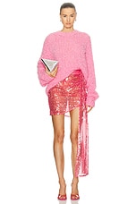 Lapointe Sheer Sequin Drape Mini Skirt in Lotus, view 5, click to view large image.