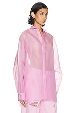 Lapointe Organza Oversized Shirt in Blossom, view 2, click to view large image.