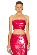 Lapointe Stretch Sequin Tube Top in Rouge, view 1, click to view large image.