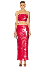 Lapointe Stretch Sequin Tube Top in Rouge, view 4, click to view large image.