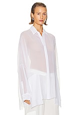 Lapointe Lightweight Georgette Oversized Shirt in White, view 2, click to view large image.
