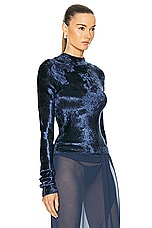 Lapointe High Shine Velvet Raglan in Ink, view 2, click to view large image.