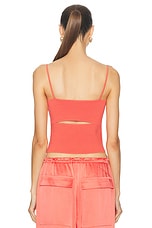 Lapointe Crepe Matte Viscose Front Slit Top in Hot Coral, view 3, click to view large image.