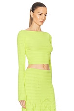 Lapointe Crepe Matte Viscose Boatneck Top in Lime, view 2, click to view large image.