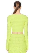 Lapointe Crepe Matte Viscose Boatneck Top in Lime, view 3, click to view large image.