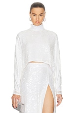 Lapointe Sequin Viscose Caftan Top in White, view 1, click to view large image.