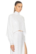Lapointe Sequin Viscose Caftan Top in White, view 2, click to view large image.
