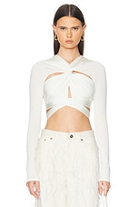 Lapointe Lightweight Jersey Long Sleeve Twist Tie Top in Cream, view 1, click to view large image.
