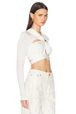 Lapointe Lightweight Jersey Long Sleeve Twist Tie Top in Cream, view 2, click to view large image.
