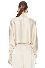 Lapointe Double Face Satin Crop Caftan Top in Sand, view 3, click to view large image.