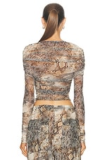 Lapointe Printed Mesh Off Shoulder Wrap Top in Snake Print, view 3, click to view large image.